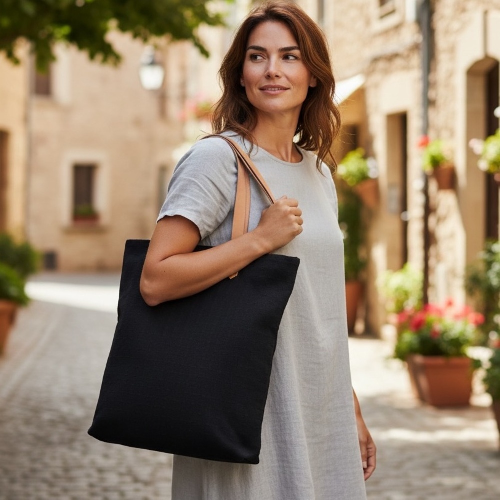 Hermès Shopper Tote in Black Braided Leather